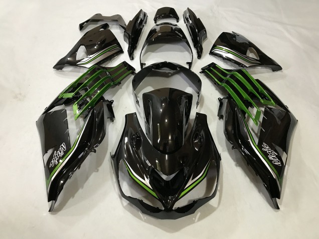 2012-2021 Noir Brillant & Vert Slime Kawasaki ZX14R Carénage Moto 2012-2021 Noir Brillant & Vert Slime Kawasaki ZX14R Carénage Moto
