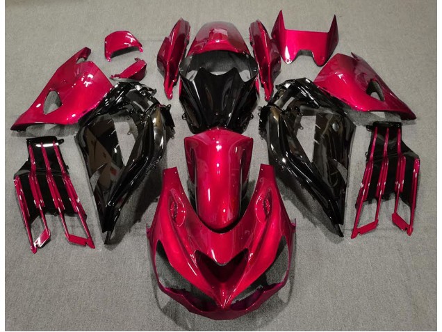 2012-2021 Rouge Brillant & Noir Kawasaki ZX14R Carénage Moto 2012-2021 Rouge Brillant & Noir Kawasaki ZX14R Carénage Moto
