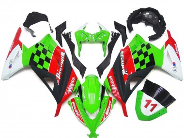 2013-2018 Carreaux Rouges & Noirs Brillants Kawasaki Ninja 300 Carénage Moto