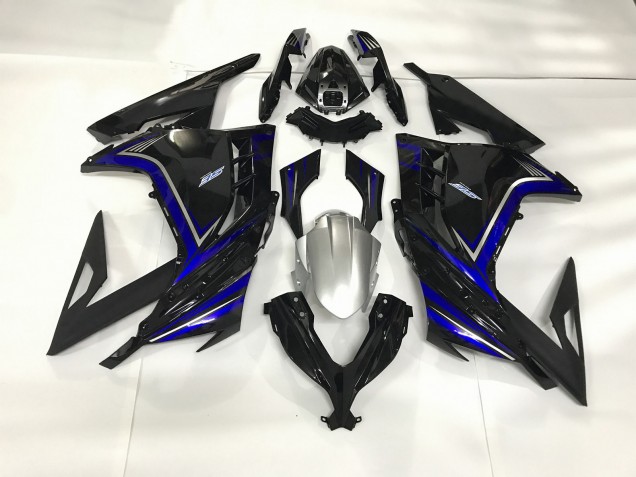 2013-2018 Noir Brillant & Bleu Kawasaki Ninja 300 Carénage Moto 2013-2018 Noir Brillant & Bleu Kawasaki Ninja 300 Carénage Moto