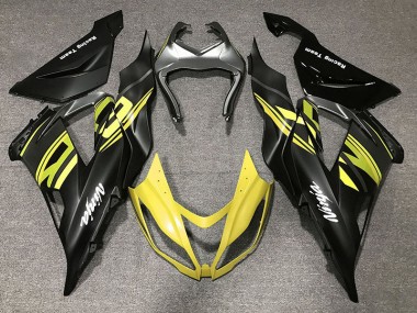 2013-2018 Noir Brillant & Jaune Kawasaki ZX6R Carénage Moto