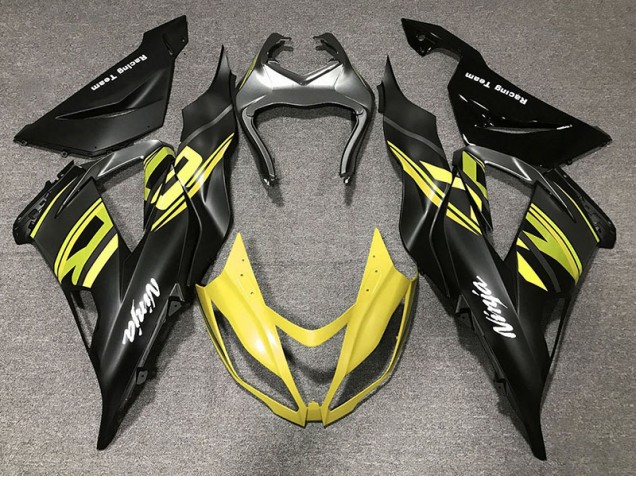 2013-2018 Noir Brillant & Jaune Kawasaki ZX6R Carénage Moto 2013-2018 Noir Brillant & Jaune Kawasaki ZX6R Carénage Moto