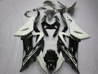 2013-2018 Noir Brillant Uni Blanc Kawasaki ZX6R Carénage Moto
