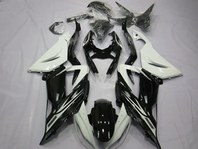 2013-2018 Noir Brillant Uni Blanc Kawasaki ZX6R Carénage Moto 2013-2018 Noir Brillant Uni Blanc Kawasaki ZX6R Carénage Moto