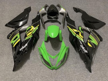 2013-2018 Noir Brillant & Vert Racing Kawasaki ZX6R Carénage Moto