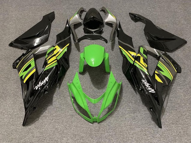 2013-2018 Noir Brillant & Vert Racing Kawasaki ZX6R Carénage Moto 2013-2018 Noir Brillant & Vert Racing Kawasaki ZX6R Carénage Moto