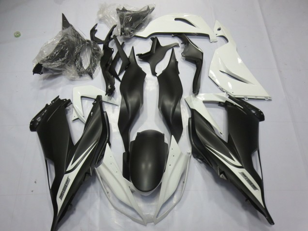 2013-2018 Noir Mat Blanc Kawasaki ZX6R Carénage Moto 2013-2018 Noir Mat Blanc Kawasaki ZX6R Carénage Moto