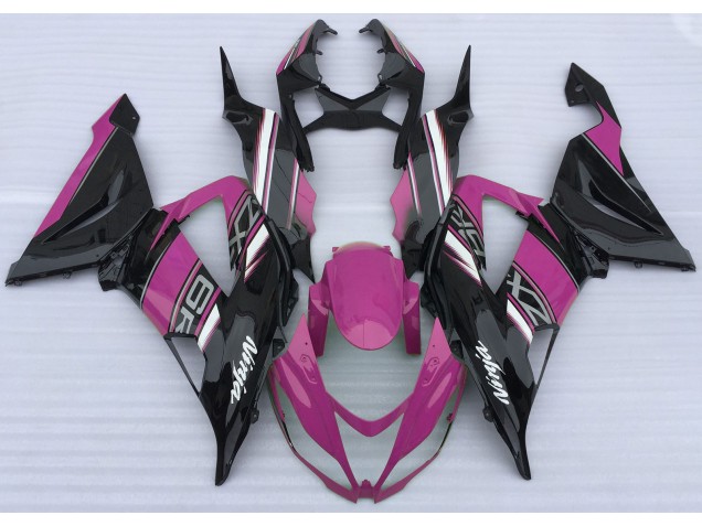 2013-2018 Rose Brillant & Noir Kawasaki ZX6R Carénage Moto 2013-2018 Rose Brillant & Noir Kawasaki ZX6R Carénage Moto