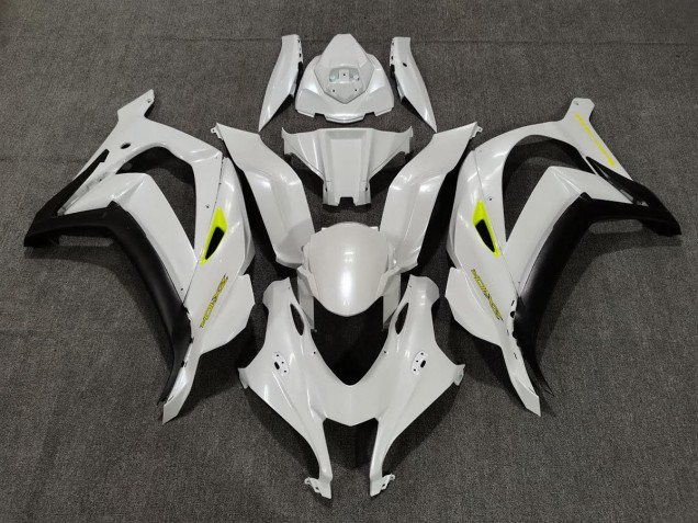 2016-2019 Blanc Nacré & Jaune Kawasaki ZX10R Carénage Moto 2016-2019 Blanc Nacré & Jaune Kawasaki ZX10R Carénage Moto
