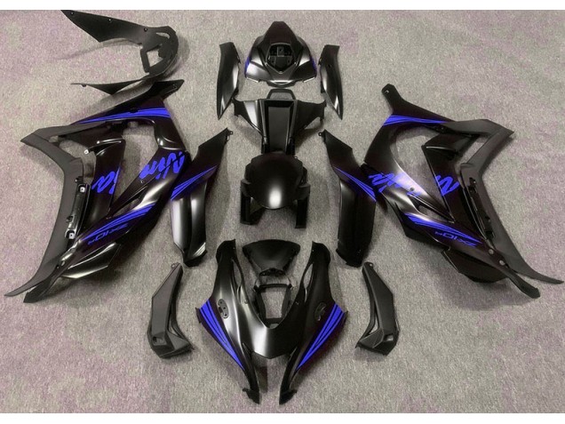 2016-2019 Noir Satiné & Bleu Kawasaki ZX10R Carénage Moto 2016-2019 Noir Satiné & Bleu Kawasaki ZX10R Carénage Moto