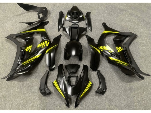 2016-2019 Noir Satiné & Jaune Kawasaki ZX10R Carénage Moto