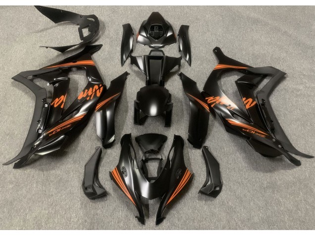 2016-2019 Noir Satiné & Orange Kawasaki ZX10R Carénage Moto 2016-2019 Noir Satiné & Orange Kawasaki ZX10R Carénage Moto