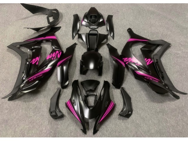 2016-2019 Noir Satiné & Rose Kawasaki ZX10R Carénage Moto 2016-2019 Noir Satiné & Rose Kawasaki ZX10R Carénage Moto