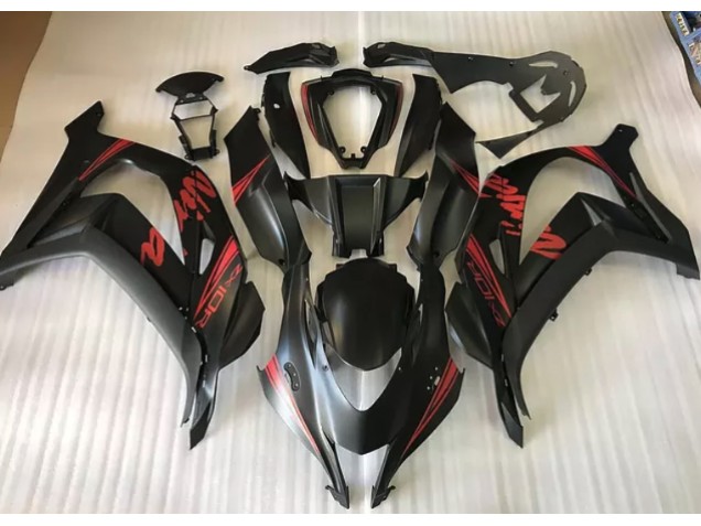 2016-2019 Noir Satiné & Rouge Kawasaki ZX10R Carénage Moto 2016-2019 Noir Satiné & Rouge Kawasaki ZX10R Carénage Moto
