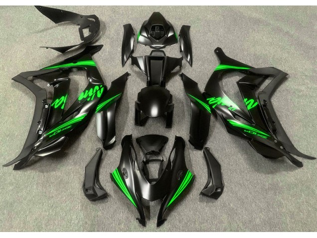 2016-2019 Noir Satiné & Vert Kawasaki ZX10R Carénage Moto 2016-2019 Noir Satiné & Vert Kawasaki ZX10R Carénage Moto