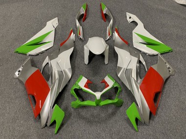 2019-2023 Personnalisé Rouge / Vert & Argent Kawasaki ZX6R Carénage Moto