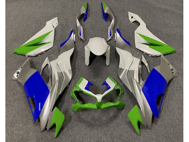 2019-2023 Vert Brillant Bleu & Argent Kawasaki ZX6R Carénage Moto 2019-2023 Vert Brillant Bleu & Argent Kawasaki ZX6R Carénage Moto