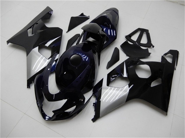 Carénages Moto Suzuki GSXR 600/750 2004-2005 - Noir Brillant Argent Bleu