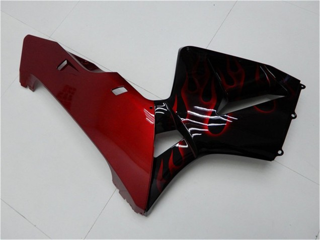 Kits Carénage Moto Honda CBR600RR 2005-2006 - Noir Brillant Rouge Flamme