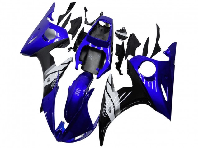 Carénages Moto Yamaha YZF R6 2003-2004 - Bleu Blanc Noir Brillant