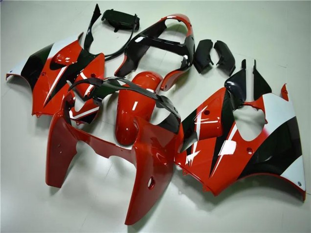 Carénages Moto Kawasaki ZX6R 2000-2002 - Blanc Rouge Noir Brillant