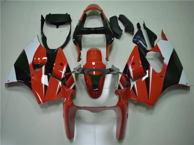 Carénages Moto Kawasaki ZX6R 2000-2002 - Blanc Rouge Noir Brillant