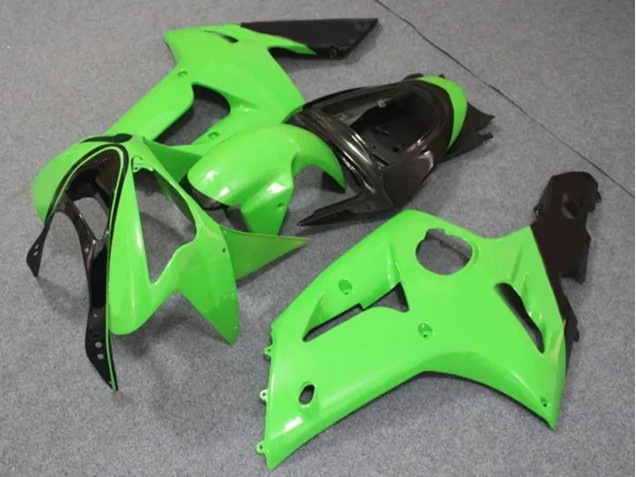 Carénages Moto Kawasaki ZX6R 2003-2004 - Vert Clair Noir Brillant