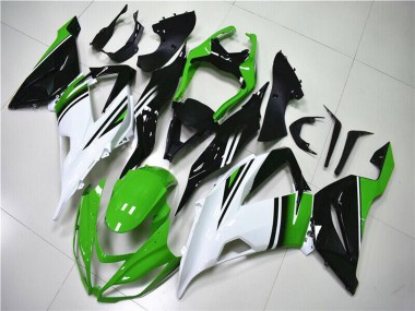 Carénages Moto Kawasaki ZX6R 2013-2018 - Vert Blanc Noir Brillant