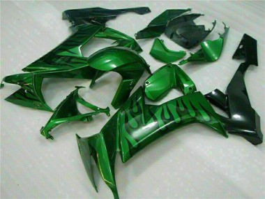 Carénages Moto Kawasaki ZX10R 2008-2010 - Noir Brillant Vert Flamme