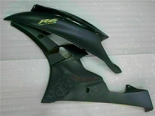 Carénages Moto Yamaha YZF R6 2006-2007 - Noir Brillant Noir Mat Or Décalque