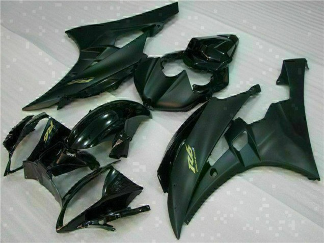 Carénages Moto Yamaha YZF R6 2006-2007 - Noir Brillant Noir Mat Or Décalque