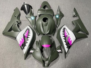 Carénages Moto Honda CBR600RR 2007-2008 - Vert Armée Blanc Rose Requin