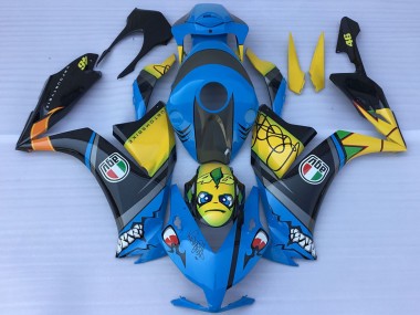 Carénages Moto Honda CBR1000RR 2012-2016 - Bleu Jaune Noir Brillant Requin Teeth