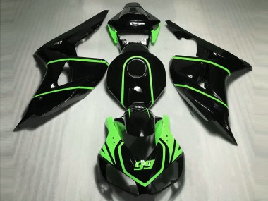Carénages Moto Honda CBR1000RR 2006-2007 - Noir Brillant Haute Visibilité Vert