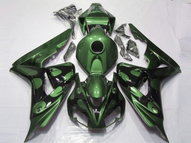 Carénages Moto Honda CBR1000RR 2006-2007 - Vert Noir Brillant Flamme