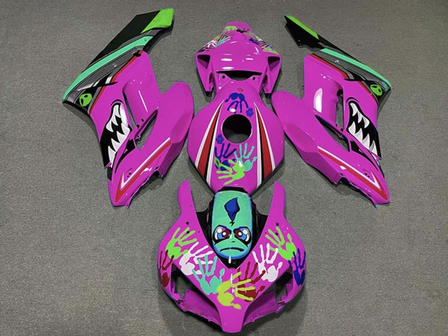Carénages Moto Honda CBR1000RR 2004-2005 - Rose Vert Noir Requin