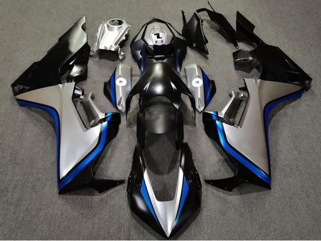 Carénages Moto Honda CBR1000RR 2017-2024 - Argent Bleu Noir Brillant
