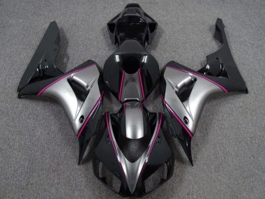 Carénages Moto Honda CBR1000RR 2006-2007 - Argent Rose Noir Brillant Rayures