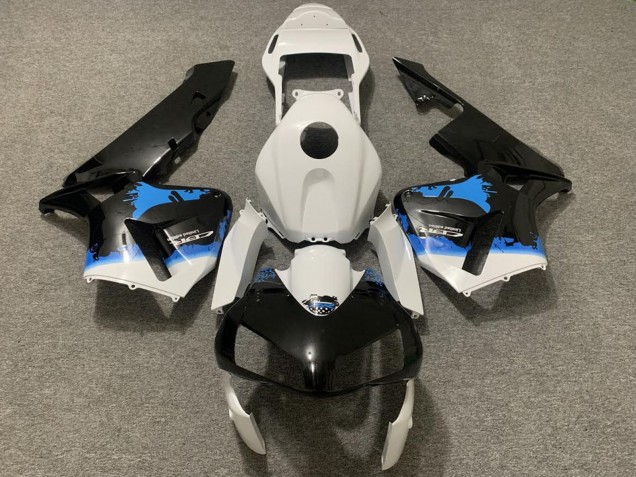 Carénage Moto Honda CBR600RR 2003-2004 - Blanc Bleu Noir Brillant Splatter