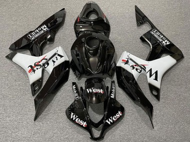 Carénages Moto Honda CBR600RR 2007-2008 - Noir Brillant Blanc West Style