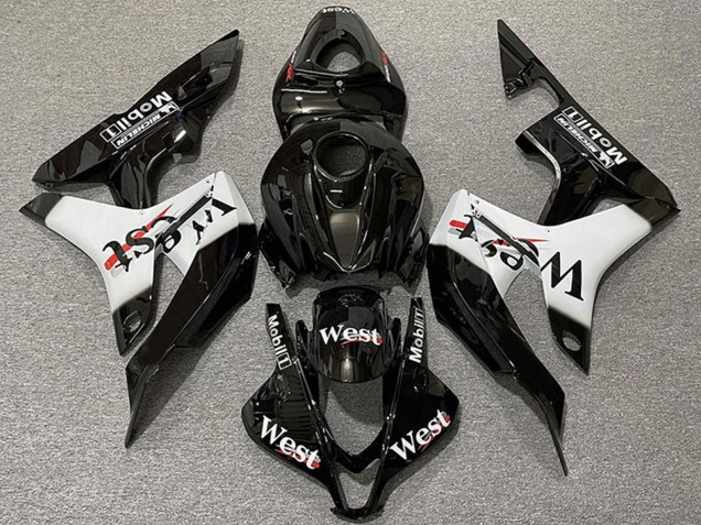 Carénages Moto Honda CBR600RR 2007-2008 - Noir Brillant Blanc West Style
