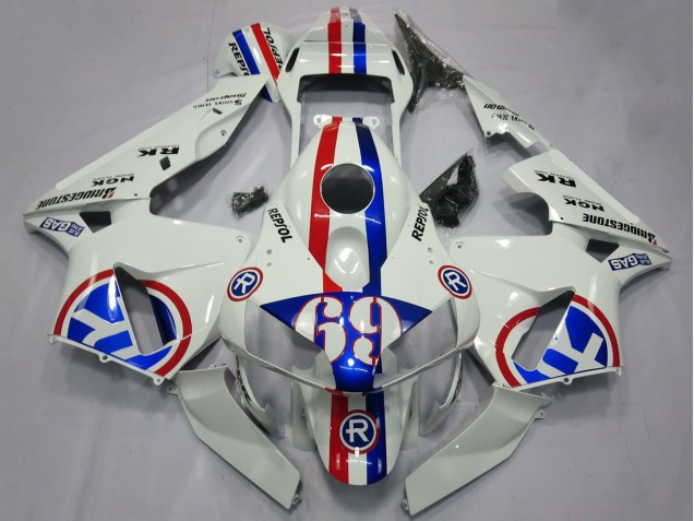 Carénages Moto Honda CBR600RR 2003-2004 - Blanc Rouge Bleu Repsol 69