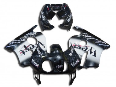 Carénages Moto Honda CBR250RR 1990-1998 - Noir Brillant Blanc West