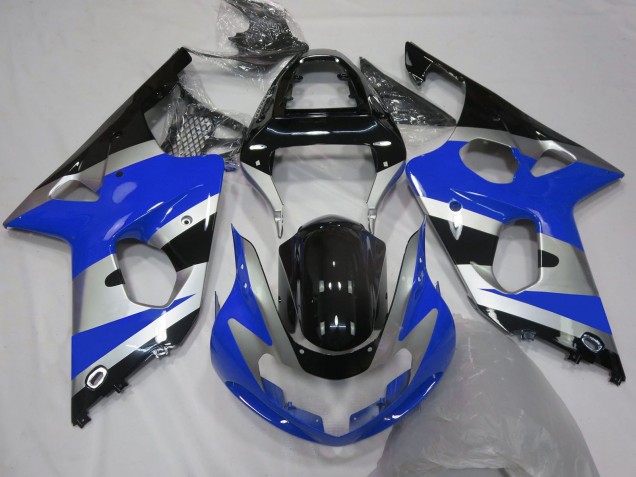 Carénages Moto Suzuki GSXR 1000 2000-2002 - Bleu Argent Noir OEM Style