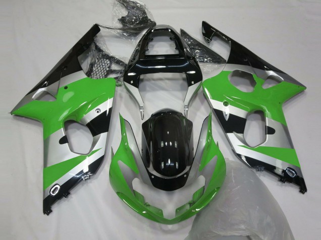 Carénages Moto Suzuki GSXR 1000 2000-2002 - Vert Argent Noir Brillant OEM Style