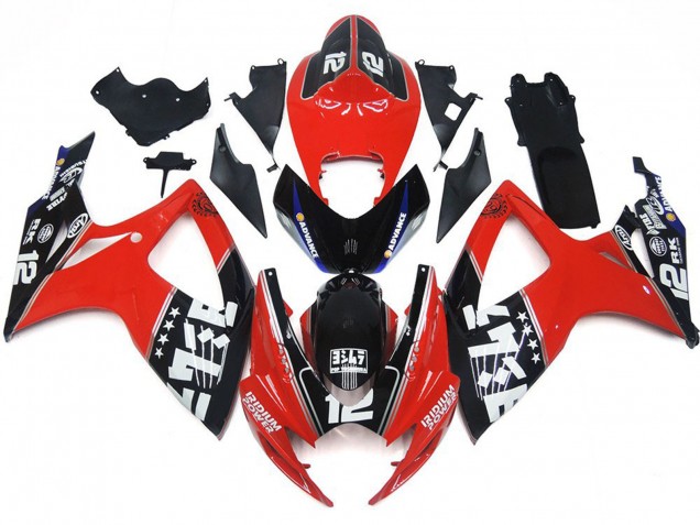 Carénages Moto Suzuki GSXR 600 / GSXR 750 2006-2007 - Rouge Noir Brillant Blanc