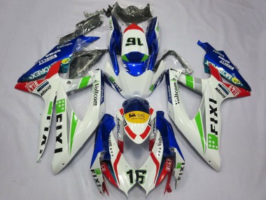 Carénages Moto Suzuki GSXR 600 / GSXR 750 2008-2010 - Blanc Bleu Vert Jaune Rouge Fixi 16