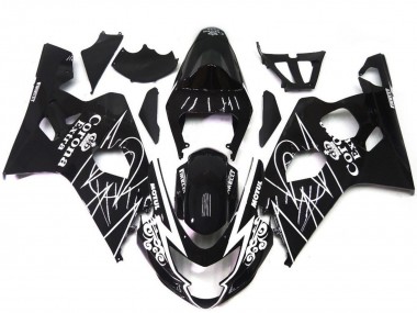 Carénages Moto Suzuki GSXR 600 / GSXR 750 2004-2005 - Noir Brillant Blanc Corona Style