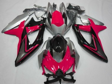 Carénages Moto Suzuki GSXR 600 / GSXR 750 2008-2010 - Argent Rouge Noir Brillant