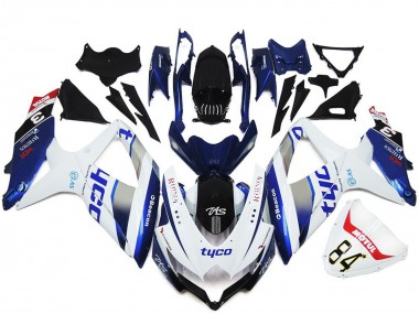 Carénages Moto Suzuki GSXR 600 / GSXR 750 2008-2010 - Blanc Argent Bleu Noir Tyco